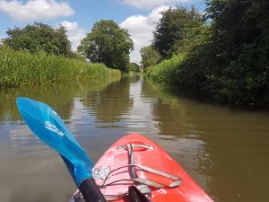 Kayaker on quiet river